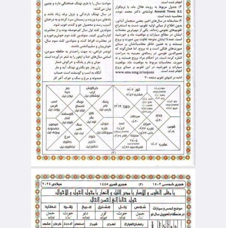 تقویم نجومی اسلامی 1403